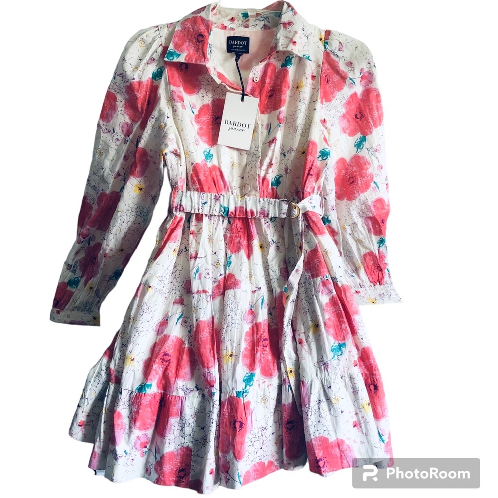 Bardot Junior Printed Mini Shirt Dress Bright Floral 12